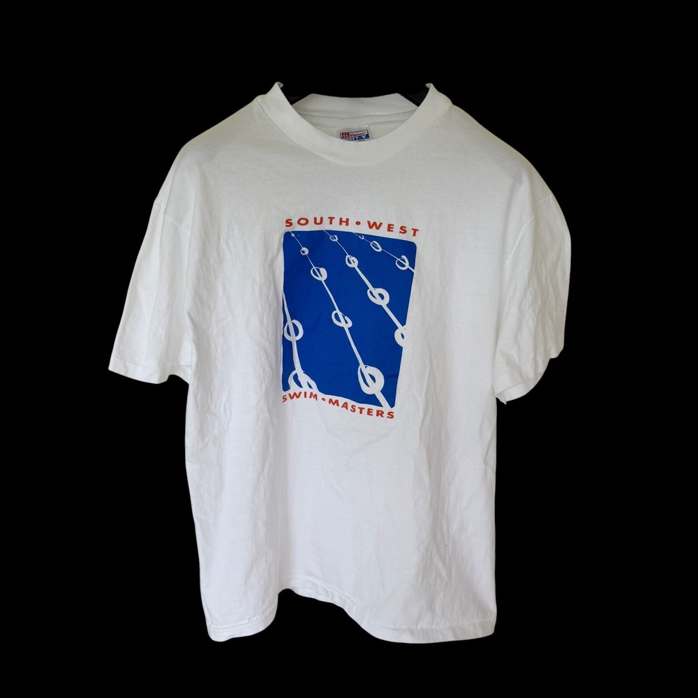 90's South West Swim Masters Single Stitch T-Shirt Large White USA Made
